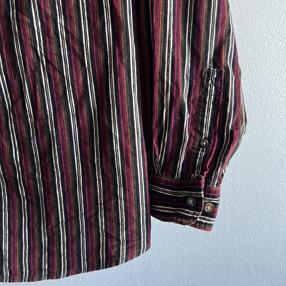 Striped Burgundy Corduroy Button Down Shirt - Picture 3 of 7